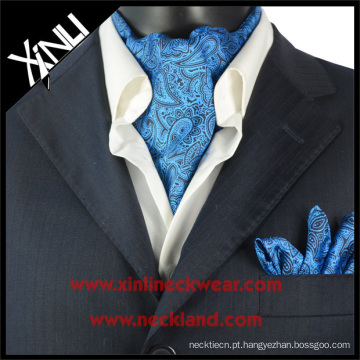 Kravat de seda azul Turquia de Paisley, lenço de seda